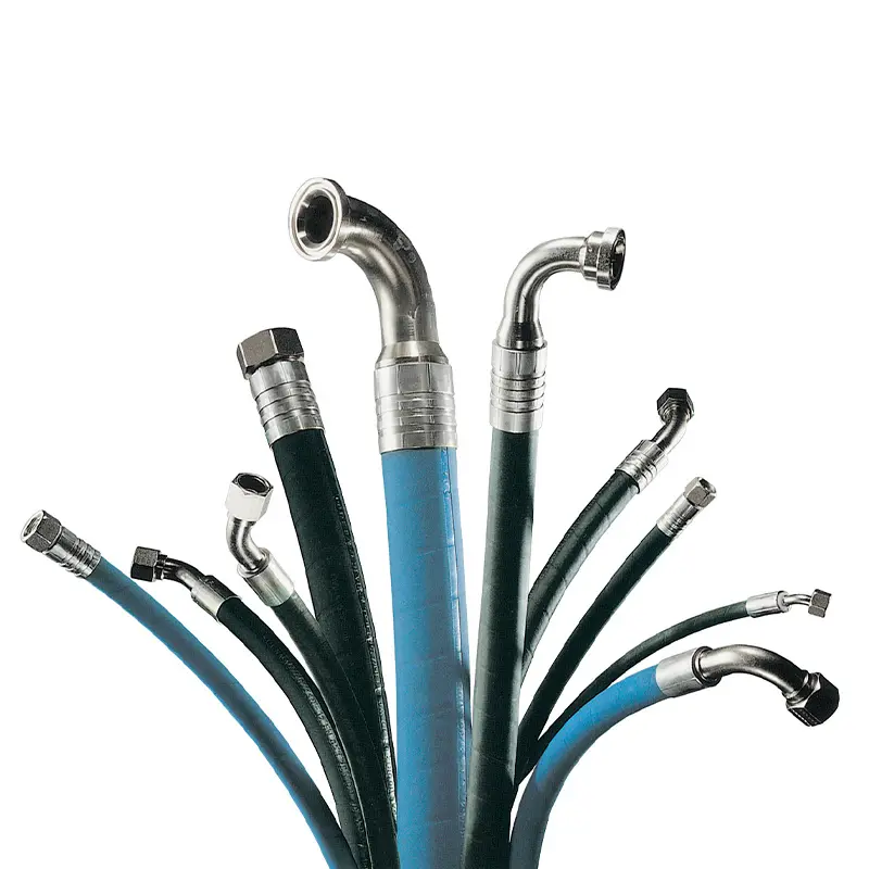 High pressure hydraulic rubber hose with fittings