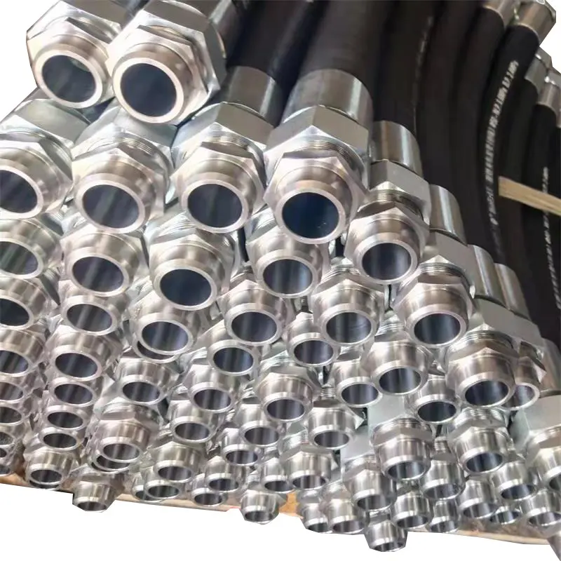High pressure hydraulic rubber hose with fittings